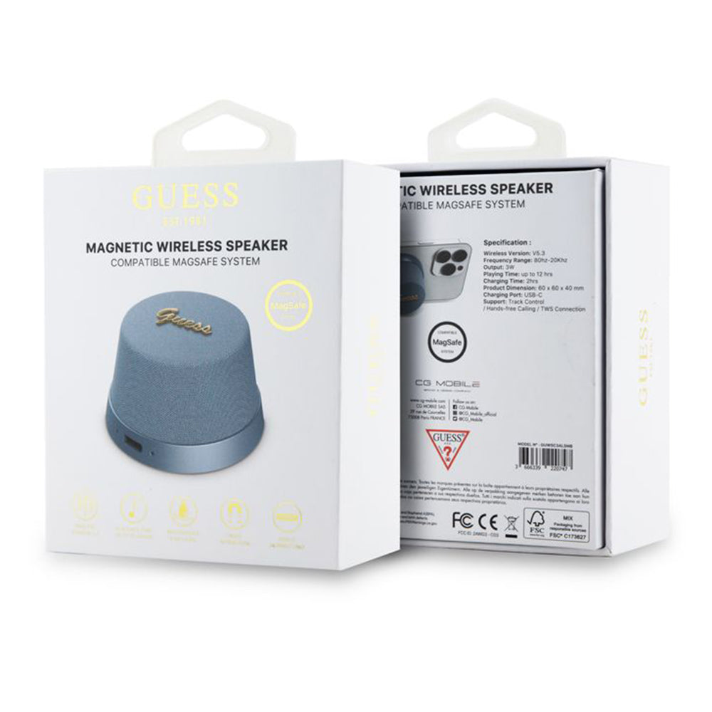 Портативна Bluetooth колонка Guess Stand Magnetic Script Metal, 3W, Синя