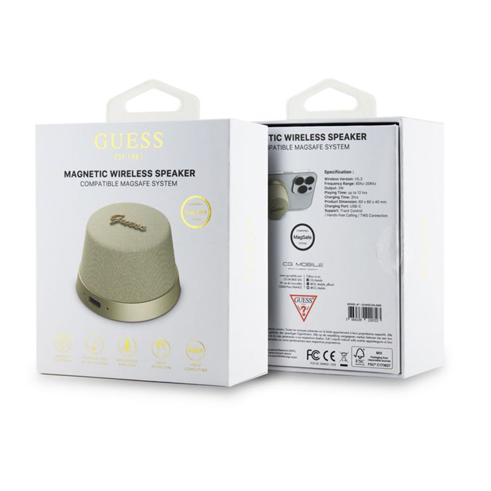 Портативна Bluetooth колонка Guess Stand Magnetic Script Metal, 3W, Златиста