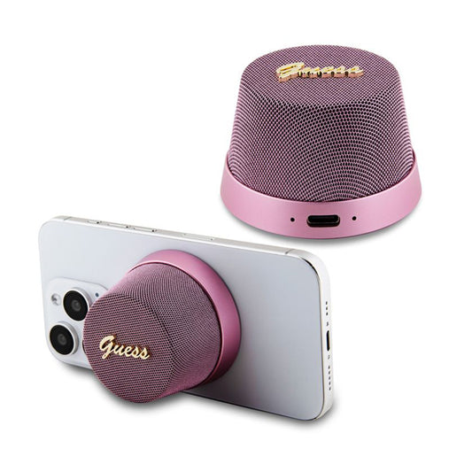 Портативна Bluetooth колонка Guess Stand Magnetic Script Metal, 3W, Розова