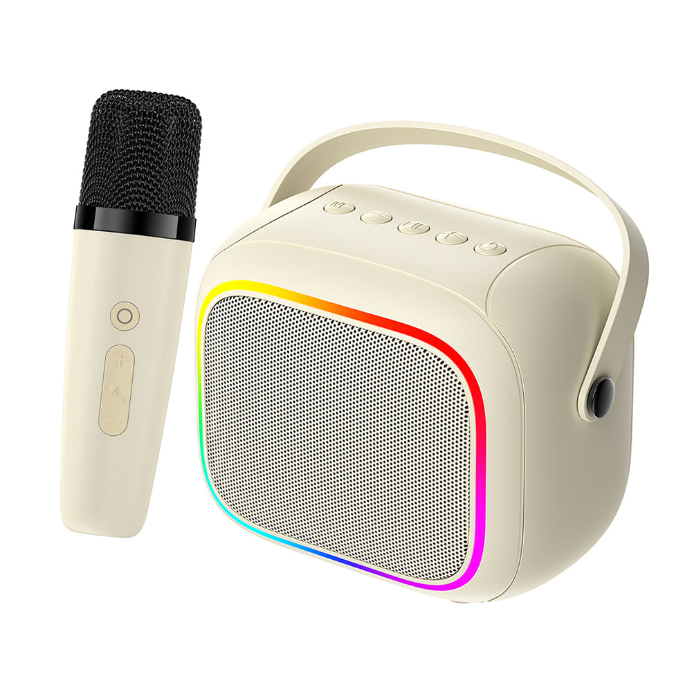 Портативна Bluetooth колонка HAVIT SK818BT Караоке, 5W, RGB, Водоустойчива, Бежова