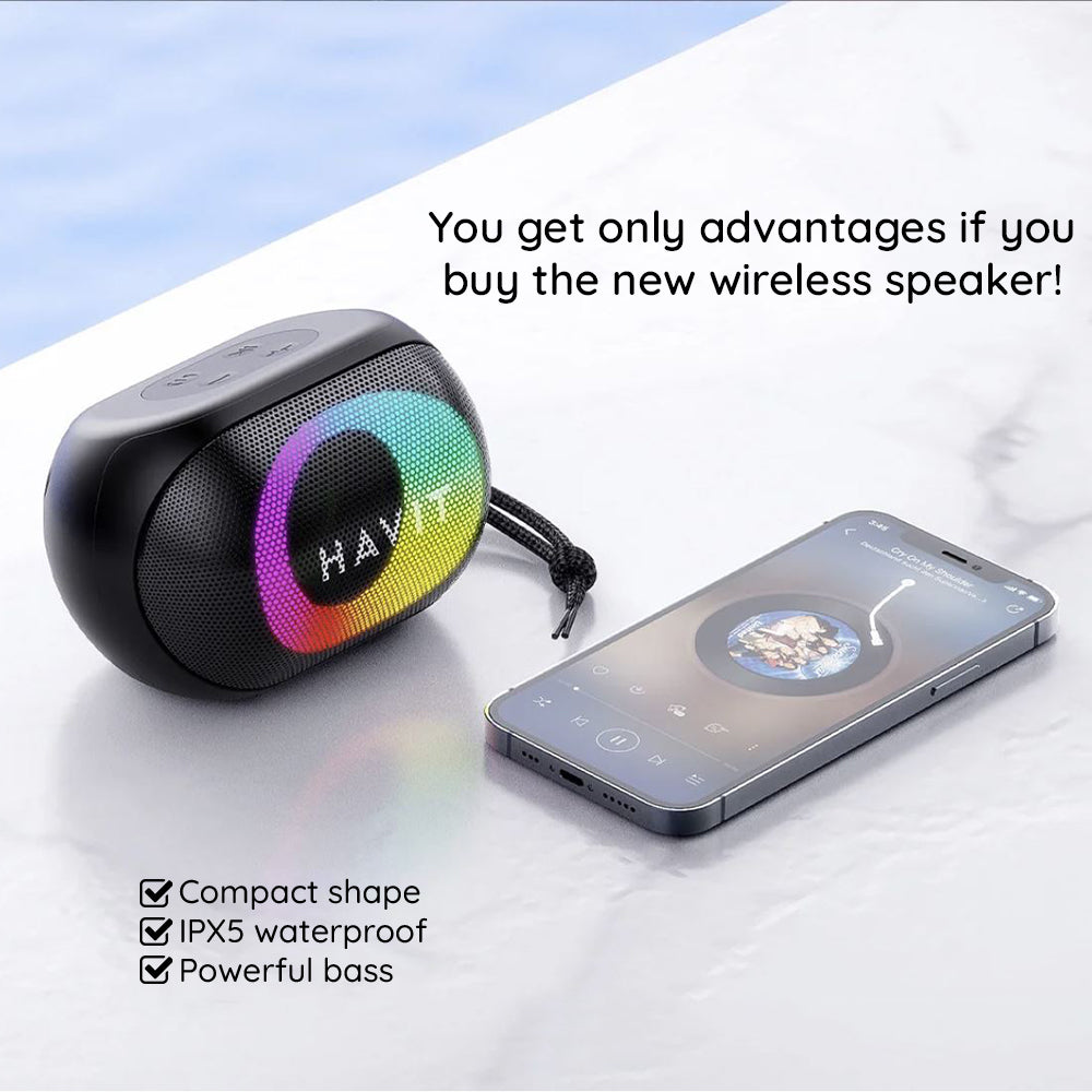 Портативна Bluetooth колонка HAVIT SK885BT, 8W, RGB, Водоустойчива, Черна