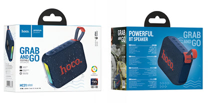 Портативна Bluetooth колонка HOCO HC31, 10W, TWS, RGB, Водоустойчива, Тъмносиня