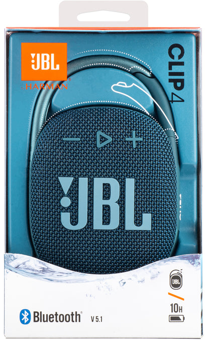 Преносим Bluetooth високоговорител JBL Clip 4, 5W, Pro Sound, водоустойчив, син JBLCLIP4BLU