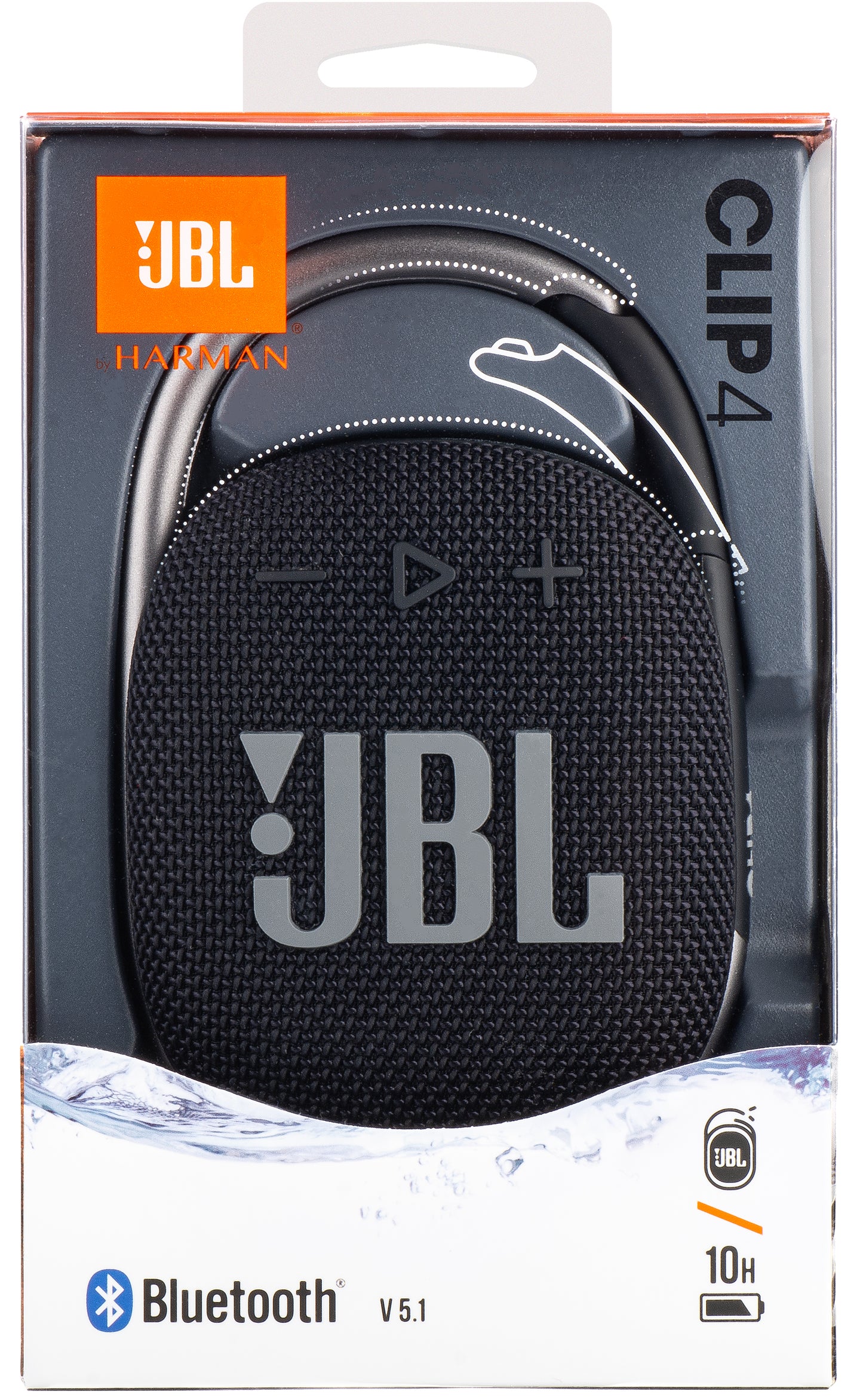 Преносим Bluetooth високоговорител JBL Clip 4, 5W, Pro Sound, водоустойчив, черен JBLCLIP4BLK