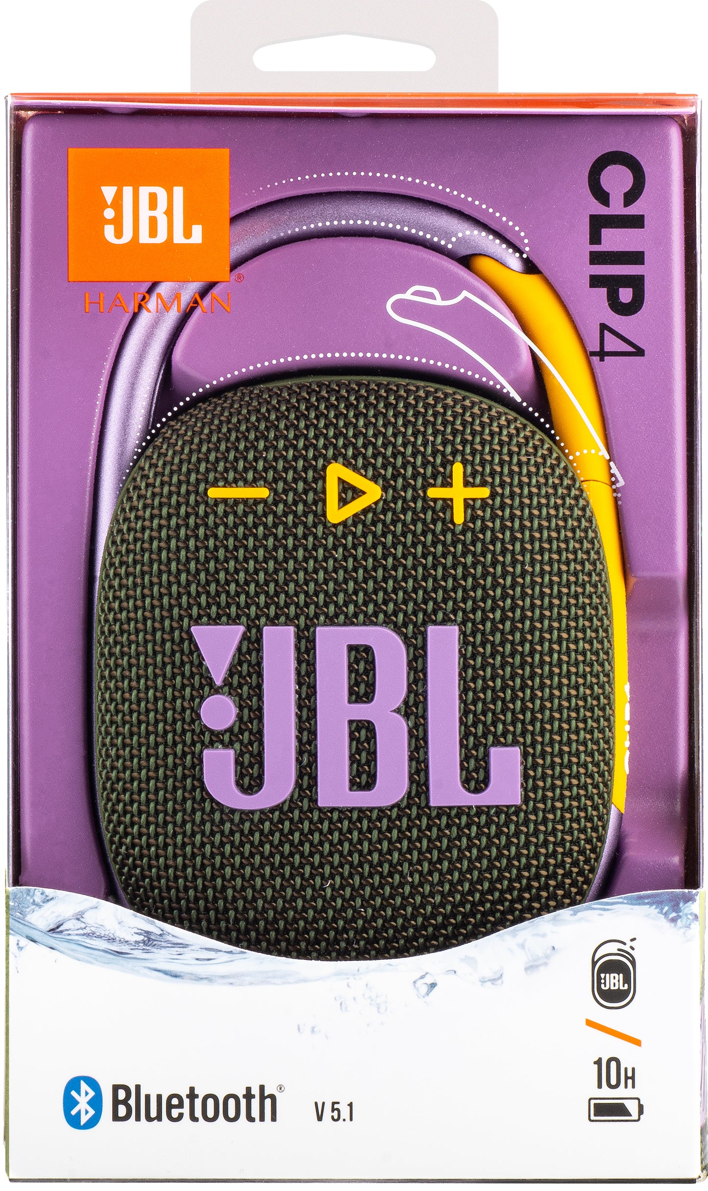 Преносим Bluetooth високоговорител JBL Clip 4, 5W, Pro Sound, водоустойчив, зелен JBLCLIP4GRN