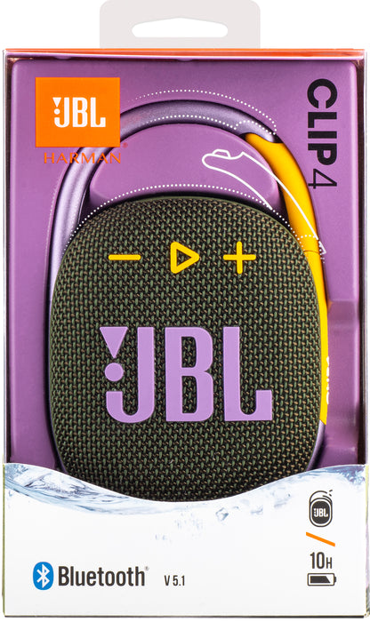 Преносим Bluetooth високоговорител JBL Clip 4, 5W, Pro Sound, водоустойчив, зелен JBLCLIP4GRN