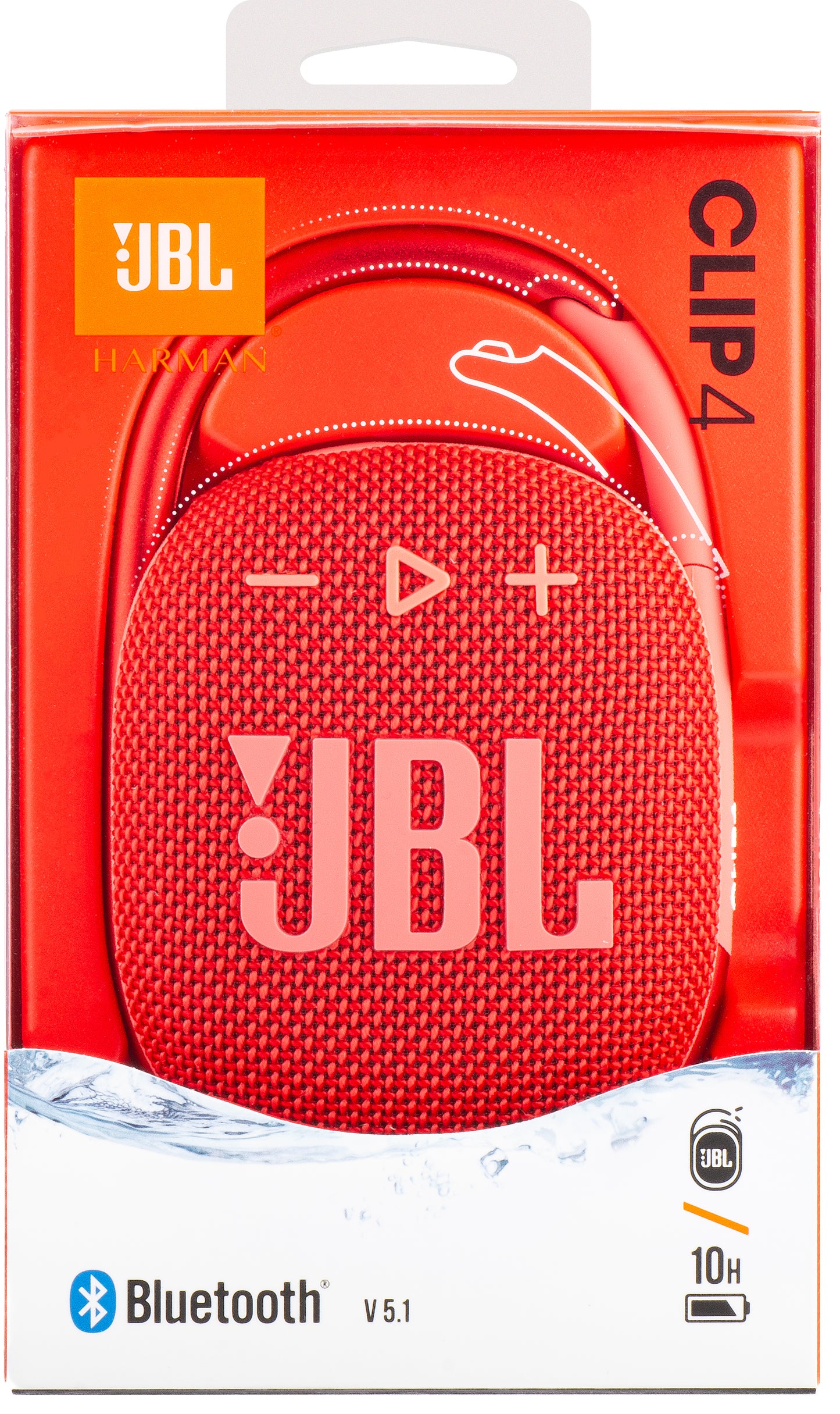 Преносим Bluetooth високоговорител JBL Clip 4, 5W, Pro Sound, водоустойчив, розов JBLCLIP4RED