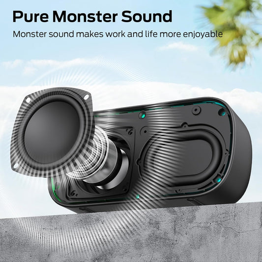 Преносима Bluetooth колонка Monster S150, 14W, TWS, RGB, водоустойчива, черна