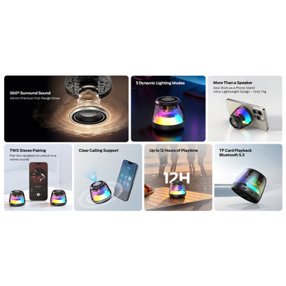 Преносима Bluetooth колонка Monster Mag Flux, 5W, TWS, RGB, Черна