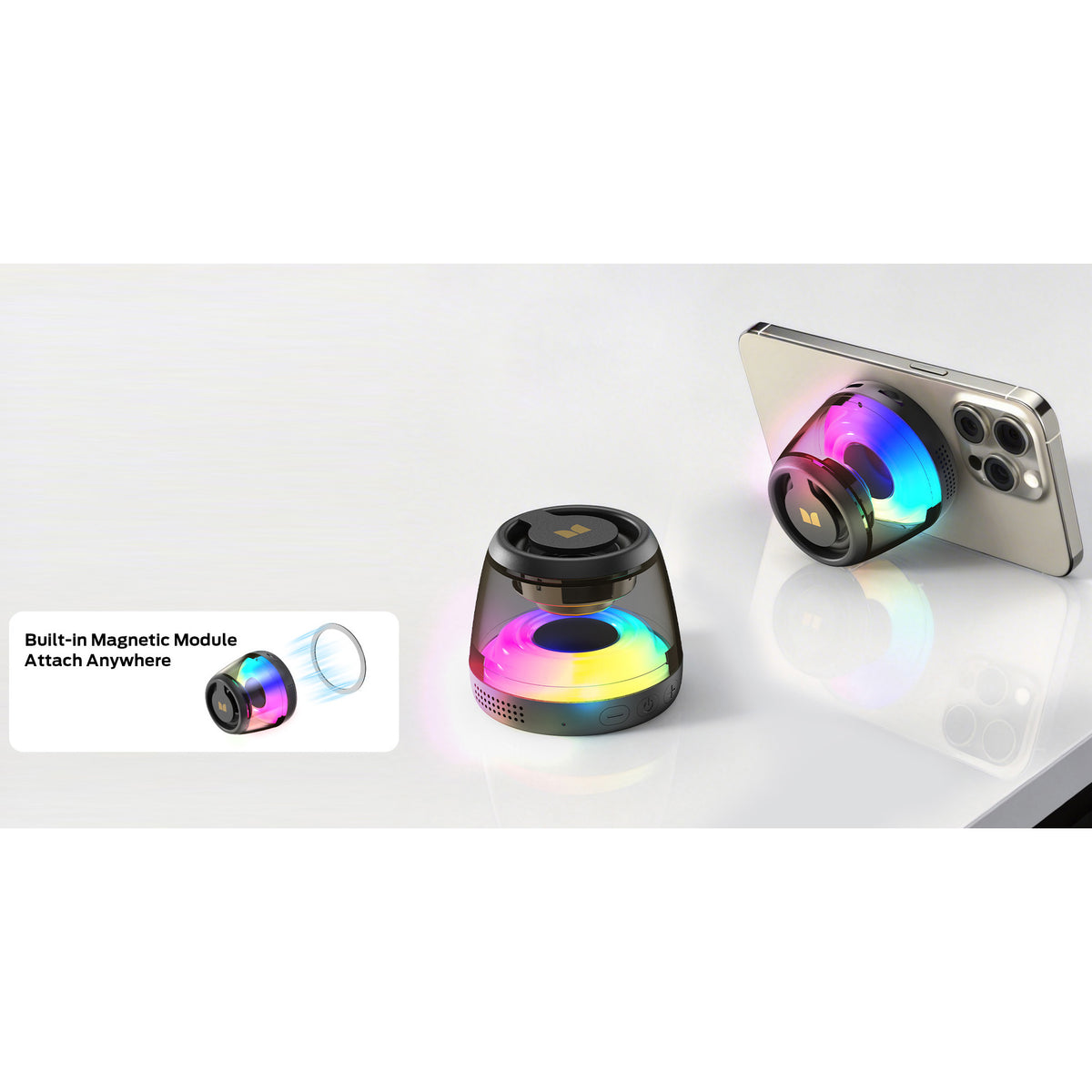 Преносима Bluetooth колонка Monster Mag Flux, 5W, TWS, RGB, Черна