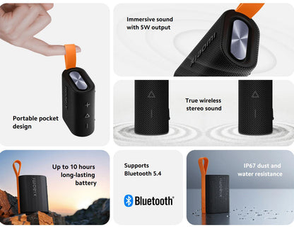 Преносим Bluetooth високоговорител Xiaomi Sound Pocket, 5W, водоустойчив, черен QBH4269GL