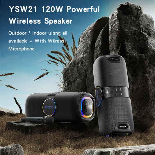Bluetooth колона Yesido YSW21 Karaoke, 120W, RGB, Водоустойчива, Черна