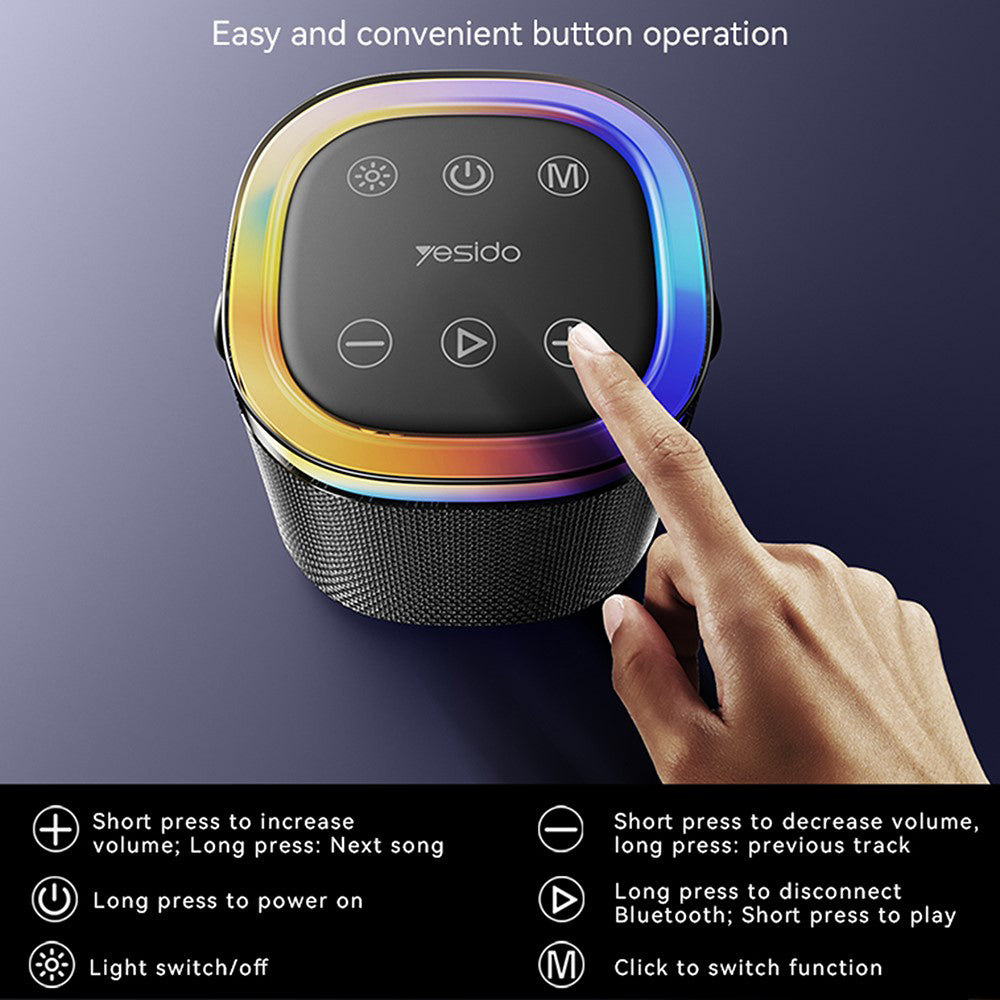 Портативна Bluetooth колонка Yesido YSW25, 5W, RGB, Черна