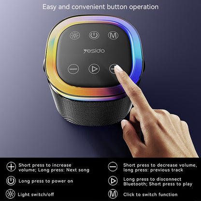 Портативна Bluetooth колонка Yesido YSW25, 5W, RGB, Черна