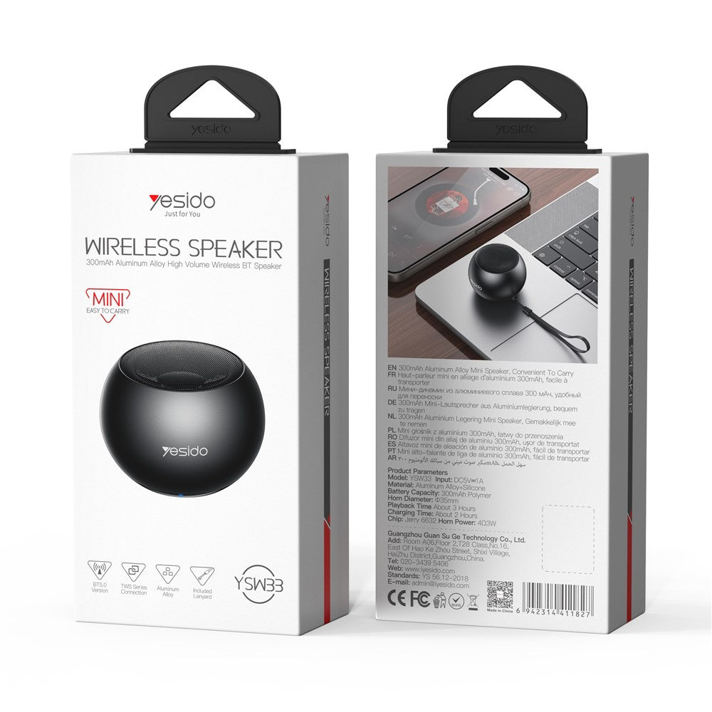 Bluetooth колонка Yesido YSW33, 3W, Черна