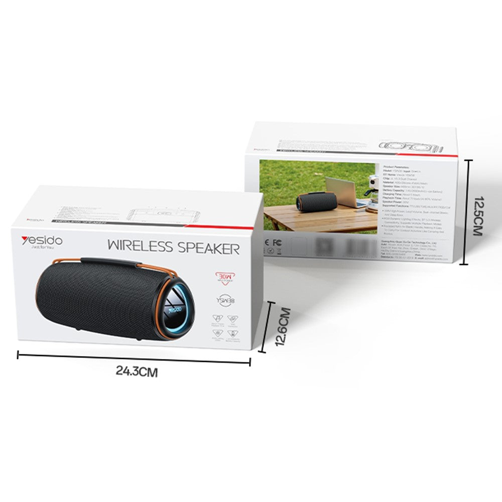 Портативна Bluetooth колонка Yesido YSW38, 30W, TWS, RGB, Черна