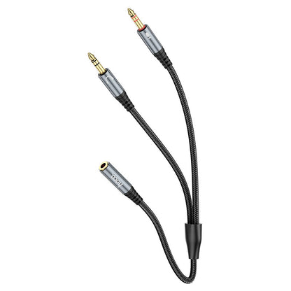 Аудио адаптер 3.5mm - 2 x 3.5mm HOCO UPA21, 0.25m, Черен