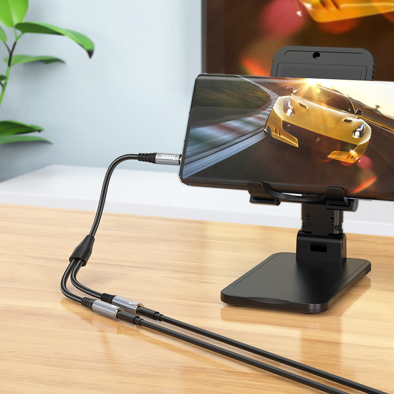 Аудио адаптер 3.5mm - 2 x 3.5mm HOCO UPA21-2, 0.25m, Черен