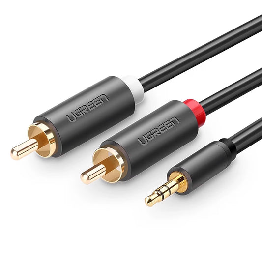 Аудио кабел 3.5mm - 2 x RCA UGREEN AV102, 2m, Черен