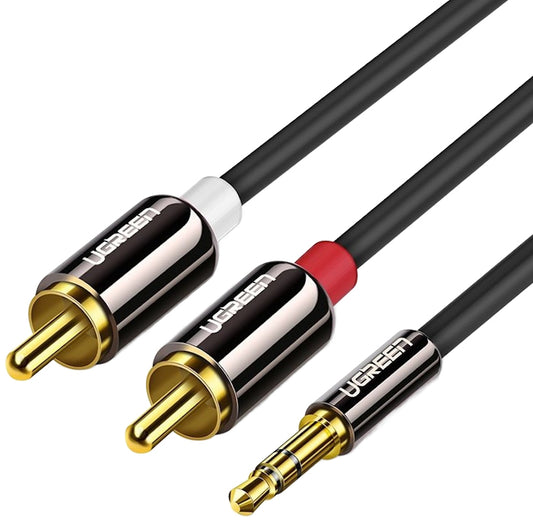 Аудио кабел 3.5mm - 2 x RCA UGREEN AV116, 1.5m, Черен