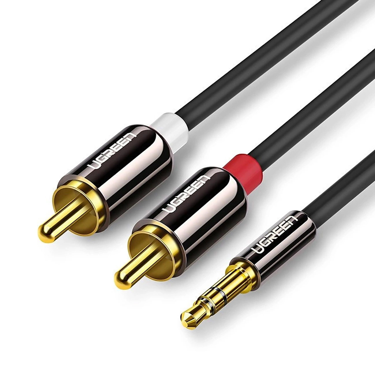 Аудио кабел 3.5mm - 2 x RCA UGREEN AV116, 1m, Черен