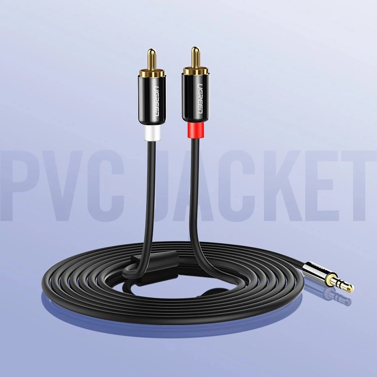 Аудио кабел 3.5mm - 2 x RCA UGREEN AV116, 1m, Черен