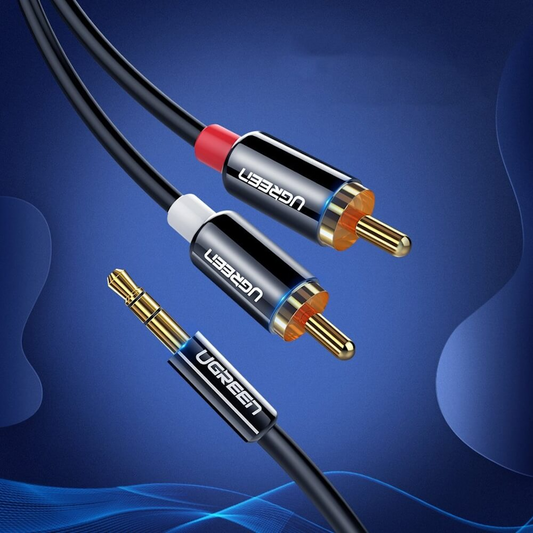 Аудио кабел 3.5mm - 2 x RCA UGREEN AV116, 1.5m, Черен