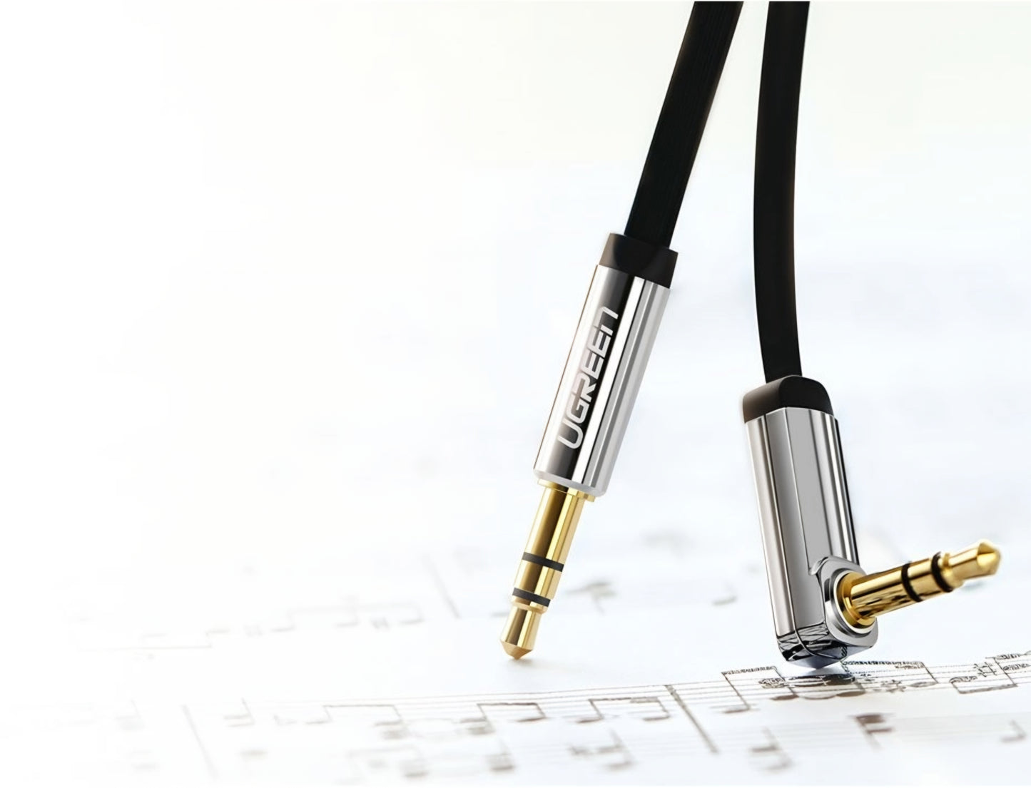 Аудио кабел 3.5mm - 3.5mm UGREEN AV119 Angled, 1.5m, Черен