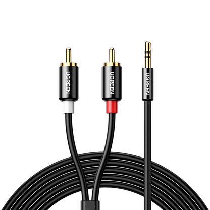 Аудио кабел 3.5mm - 2 x RCA UGREEN AV116, 1m, Черен