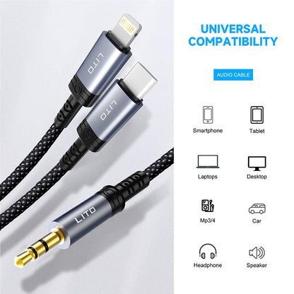 Аудио кабел Lightning - 3.5mm Lito LA01L, 1m, Черен