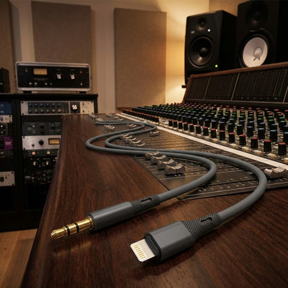 Аудио кабел Lightning - 3.5mm Techsuit AC5 SoundFlex, 1m, Сив