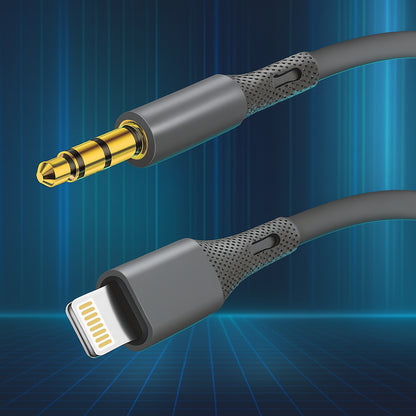 Аудио кабел Lightning - 3.5mm Techsuit AC5 SoundFlex, 1m, Сив