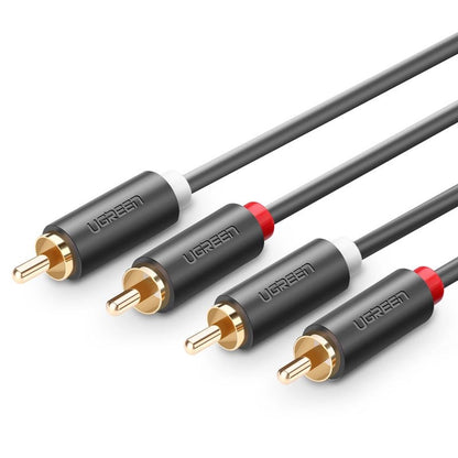Аудио кабел UGREEN AV104, 2 x RCA - 2 x RCA, 2m, Черен