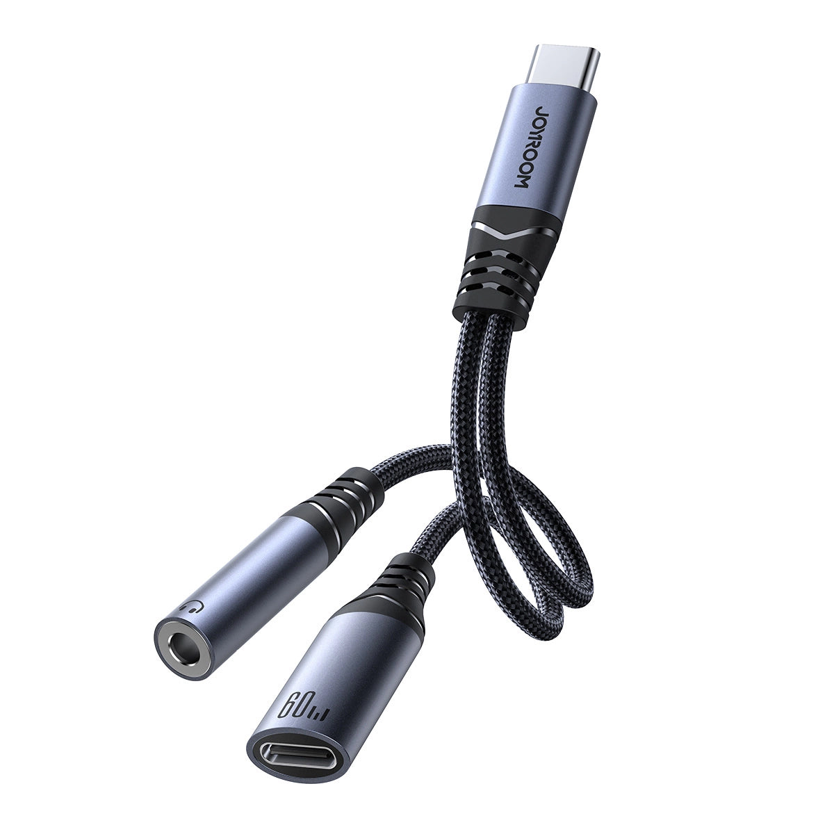 Аудио кабел USB-C - 3.5mm / USB-C Joyroom SY-C02, 0.14m, Черен