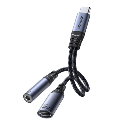 Аудио кабел USB-C - 3.5mm / USB-C Joyroom SY-C02, 0.14m, Черен
