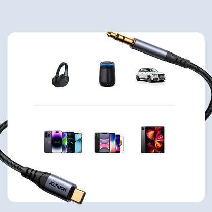 Аудио кабел USB-C - 3.5mm Joyroom SY-A07, 1.2m, Черен