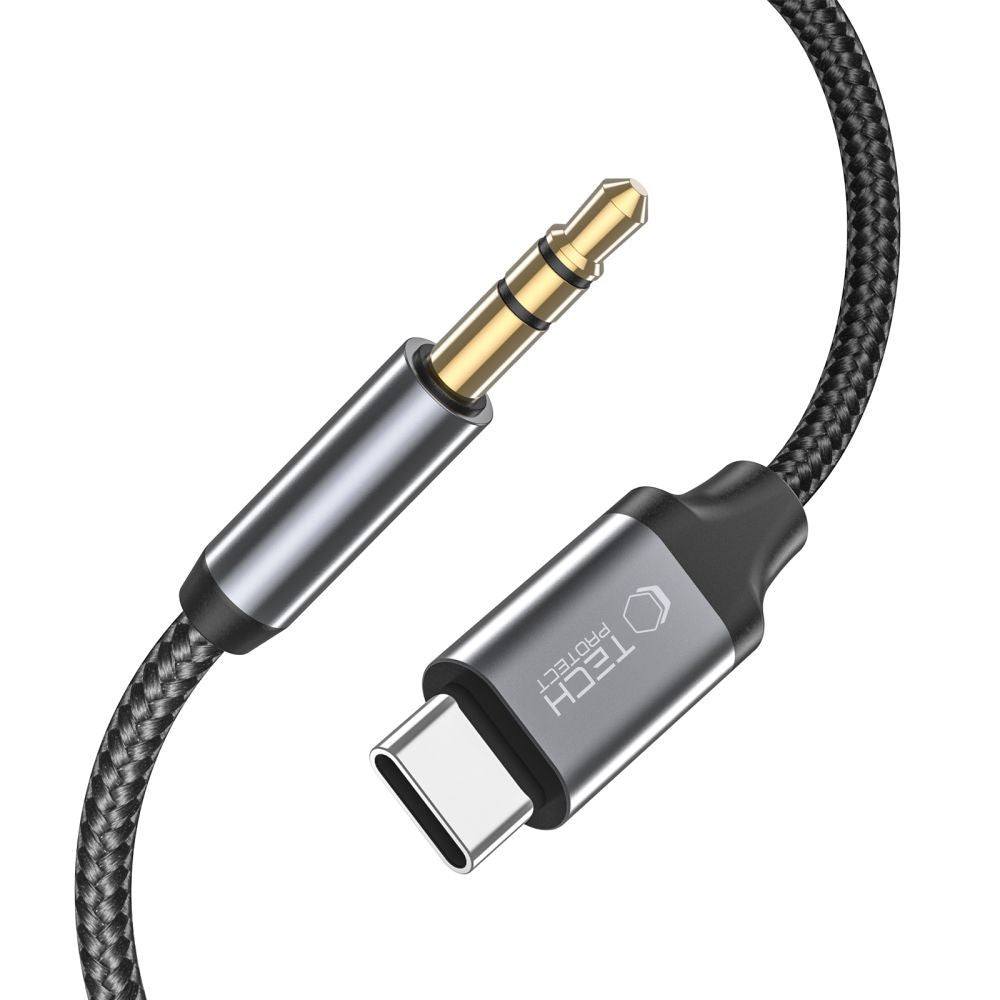 Аудио кабел USB-C - 3.5mm Tech-Protect Ultraboost, 1m, Черен