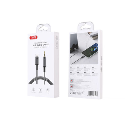 Аудио кабел USB-C - 3.5mm XO Design NB-R279B, 1m, Черен