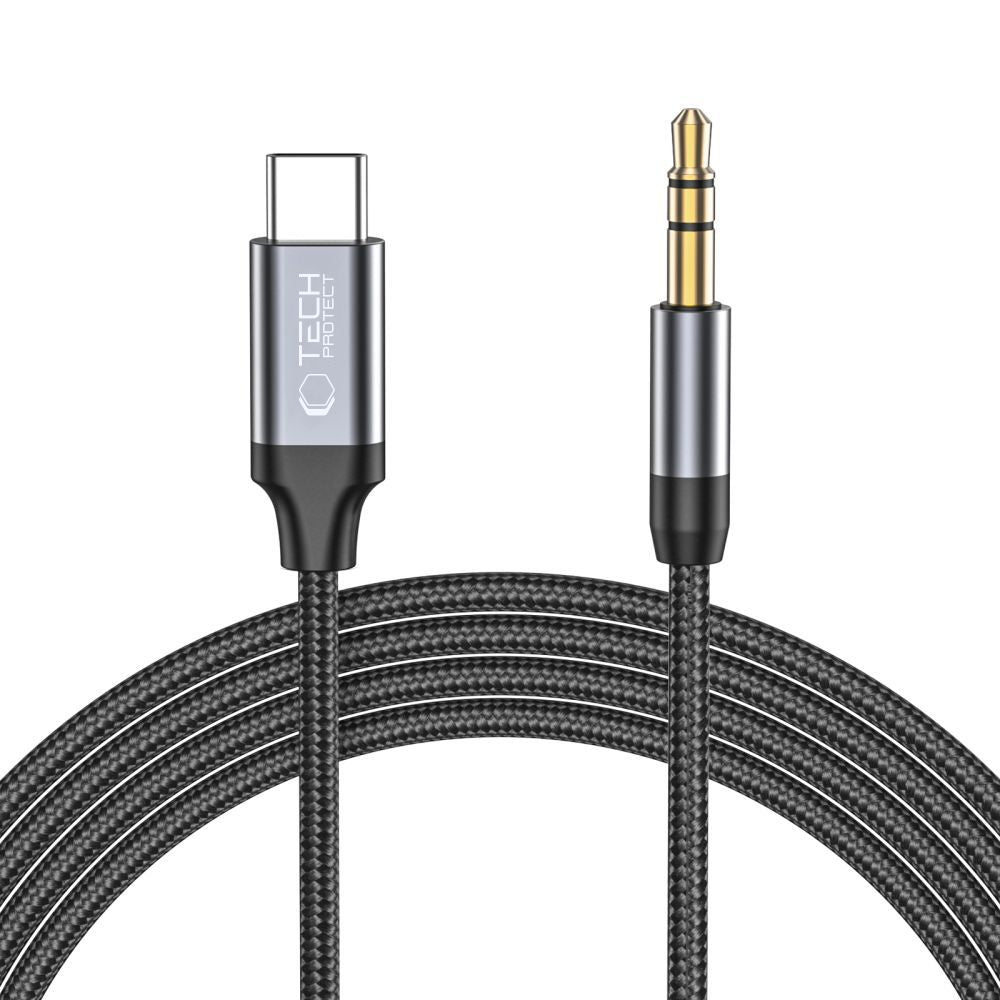 Аудио кабел USB-C - 3.5mm Tech-Protect Ultraboost, 1m, Черен