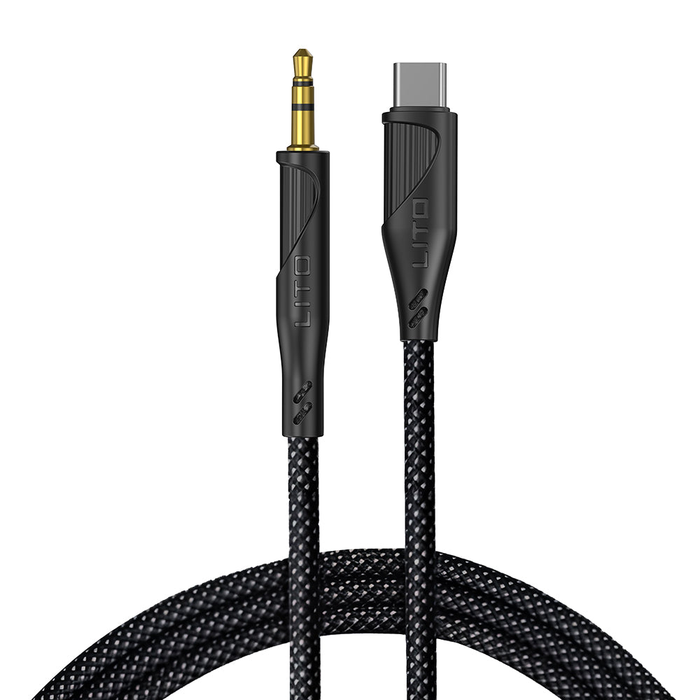 Аудио кабел USB-C - 3.5mm Lito LA02, 1m, Черен