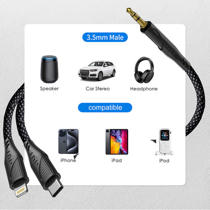Аудио кабел USB-C - 3.5mm Lito LA02, 1m, Черен