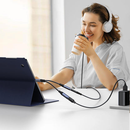 Аудио кабел USB-C - 3.5mm / USB-C Joyroom SY-C02, 0.14m, Черен