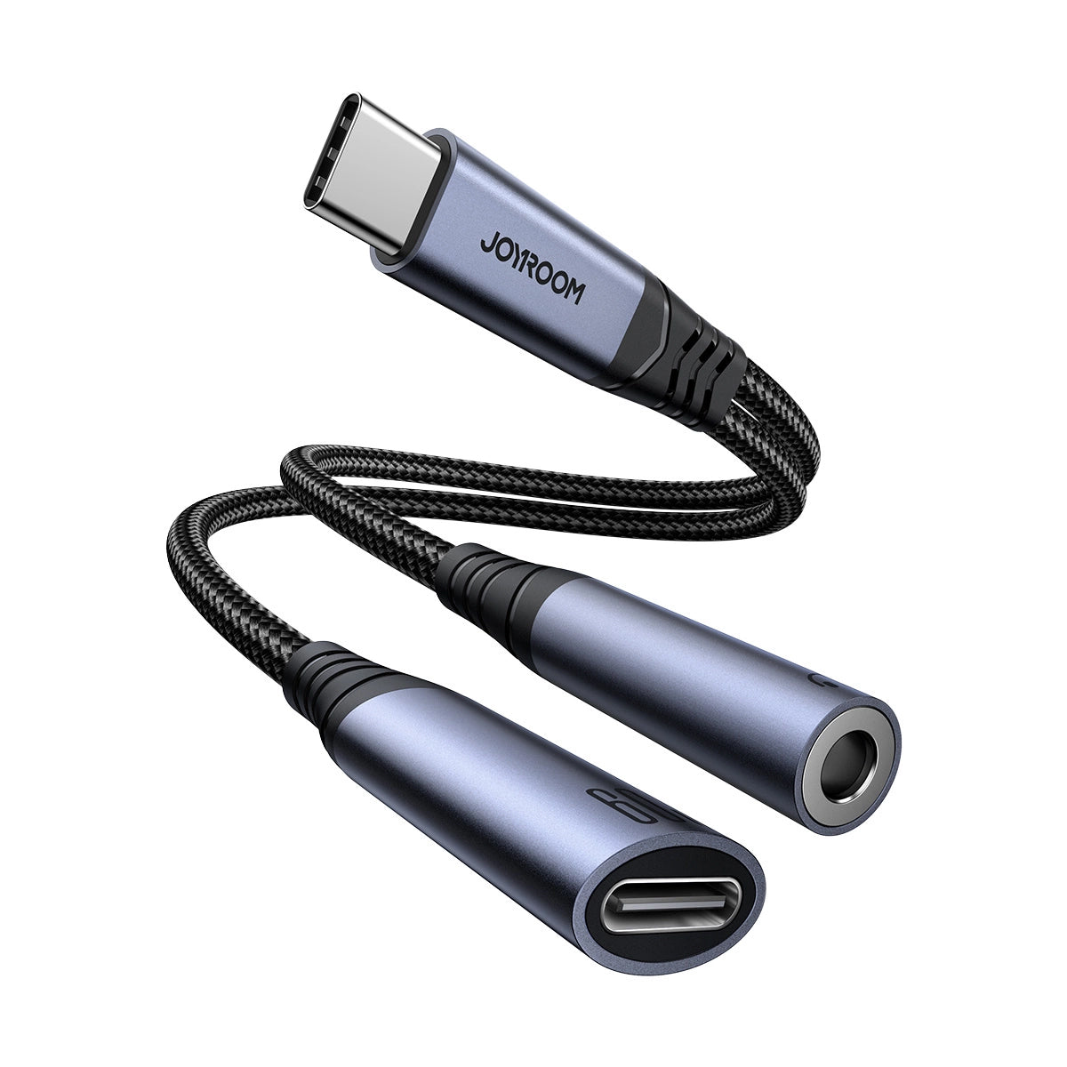 Аудио кабел USB-C - 3.5mm / USB-C Joyroom SY-C02, 0.14m, Черен