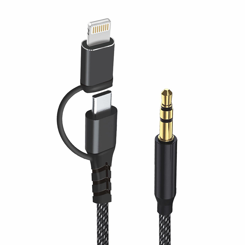 Аудио кабел USB-C / Lightning - 3.5mm Techsuit AC15 EchoSnap, 1m, Черен