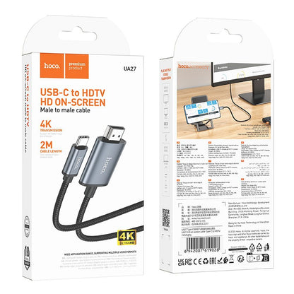 Аудио и видео кабел USB-C - HDMI HOCO UA27, 2m, Сив