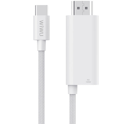 Аудио и видео кабел USB-C - HDMI WiWu Wi-PS001, 1,8 м, бял