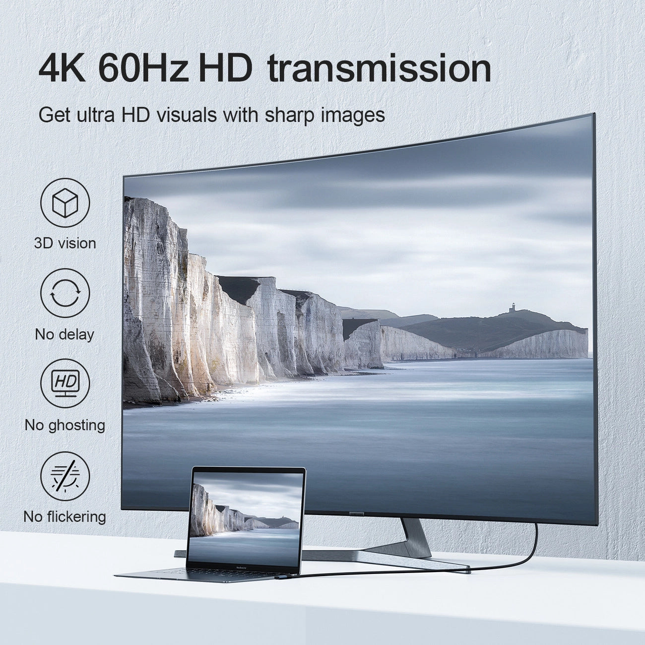 Аудио и видео кабел USB-C - HDMI Joyroom SY-20C1 Angled, 2m, Сив