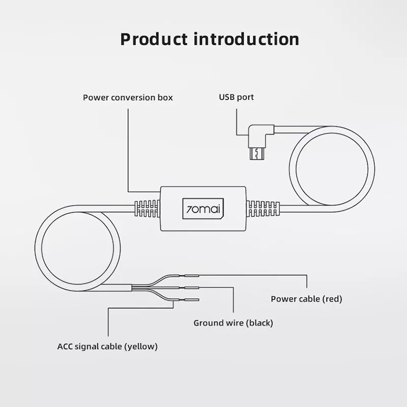 Комплект Hardwire 70mai Midrive UP02, microUSB, 3m