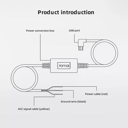 Комплект Hardwire 70mai Midrive UP02, microUSB, 3m