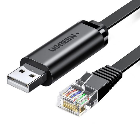 USB конзолен кабел UGREEN CM204, RJ45, 3м, Черен, Презапечатан